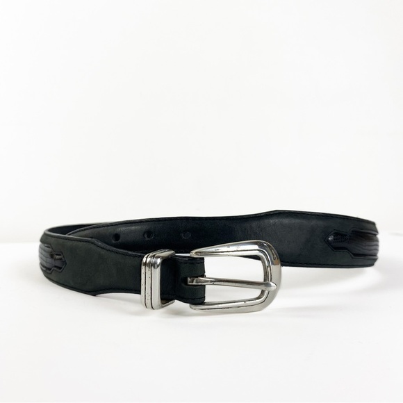 ONYX by BRIGHTON Western Black Leather crocodile belt Womens size M/L - Picture 1 of 12
